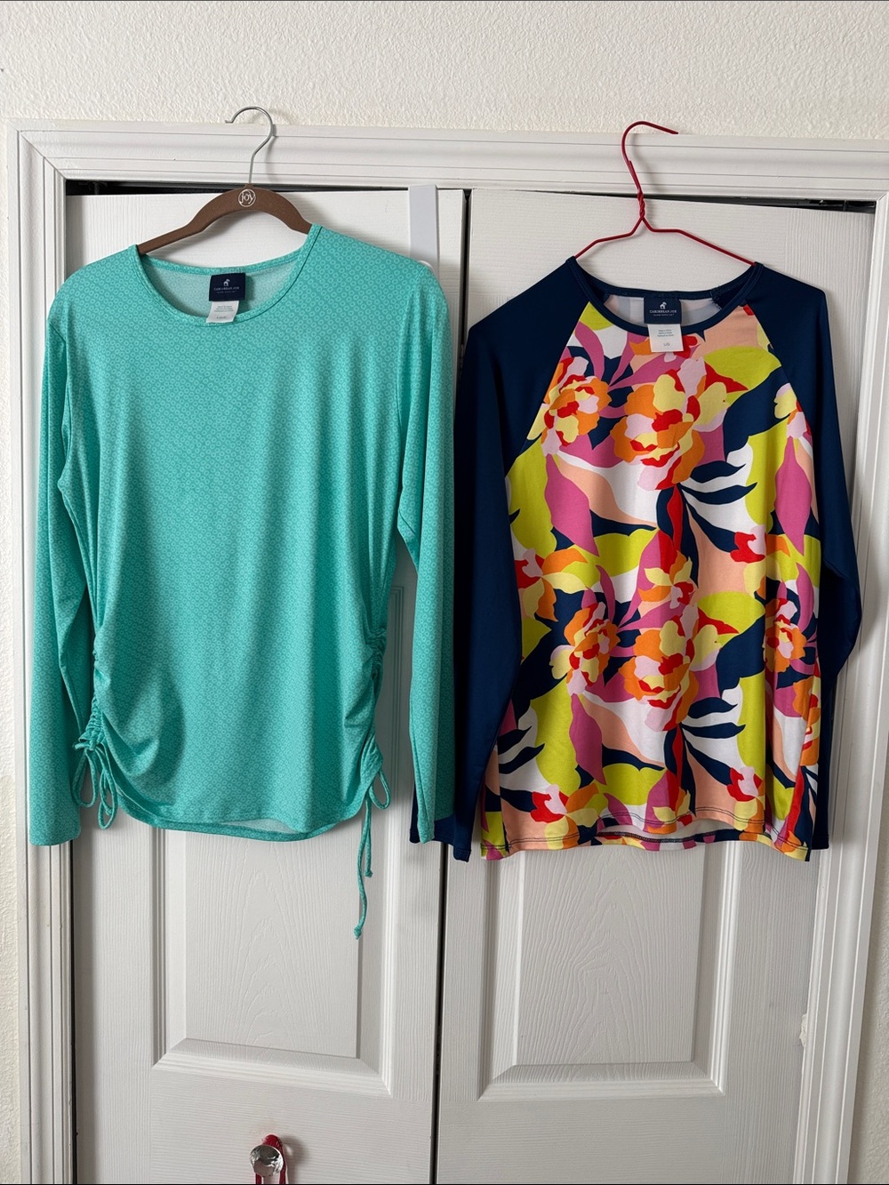 Two Women's Tops - Mint Green & Navy Floral pullover tops